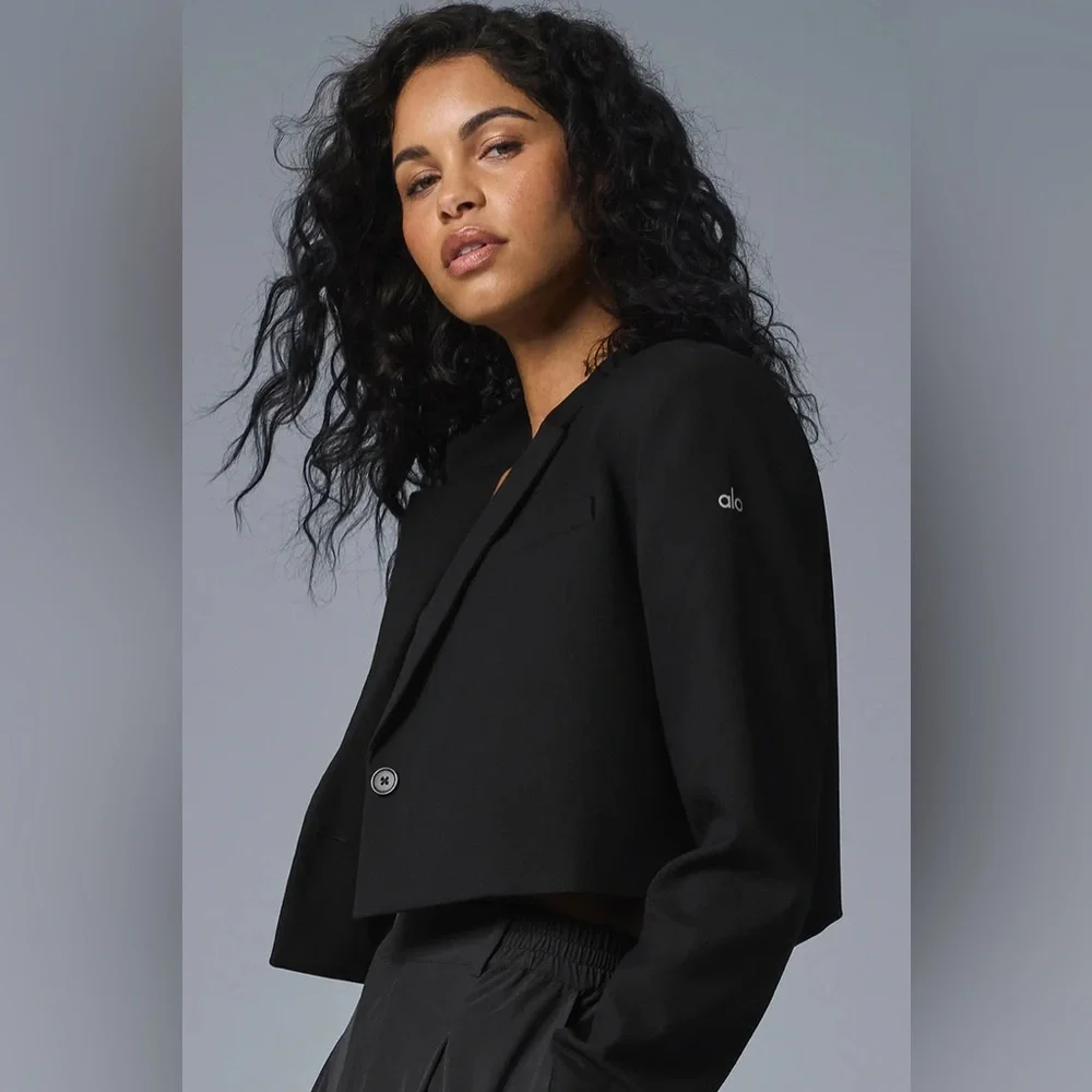ALO Yoga Cropped First-Class Blazer black size xs - Picture 2 of 8